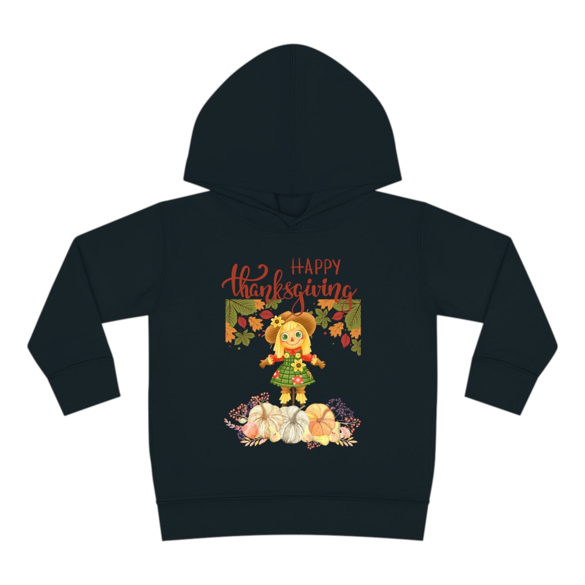 Scarecrow Happy Thanksgiving Toddler Pullover Fleece Hoodie