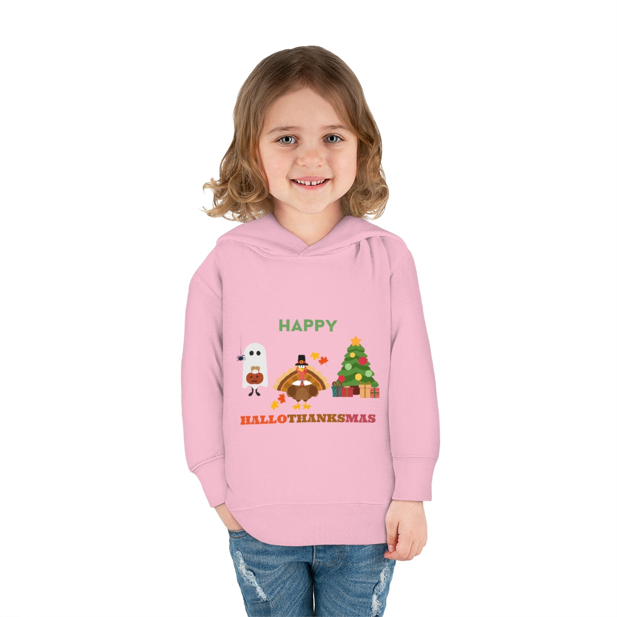 Happy Hallothanksmas Toddler Pullover Fleece Hoodie