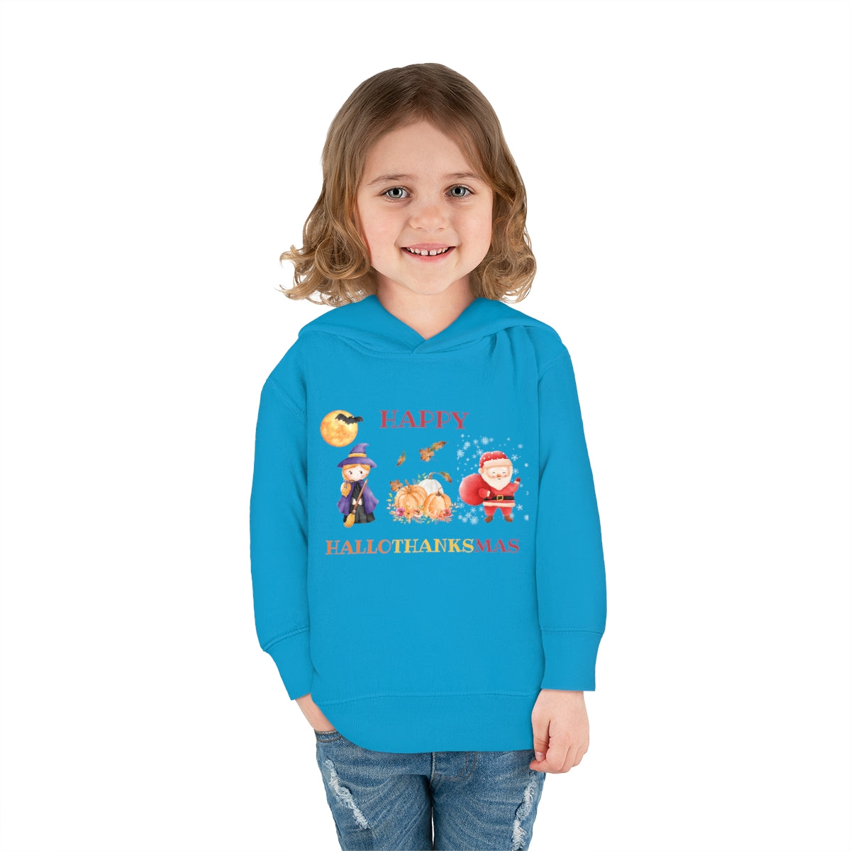 Happy Hallothanksmas Toddler Pullover Fleece Hoodie