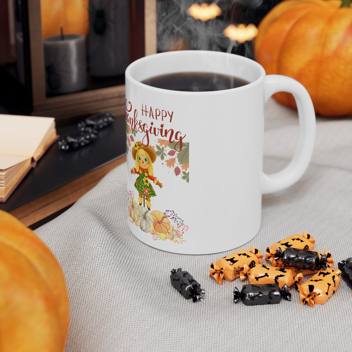 Scarecrow Happy Thanksgiving Ceramic Mug 11oz