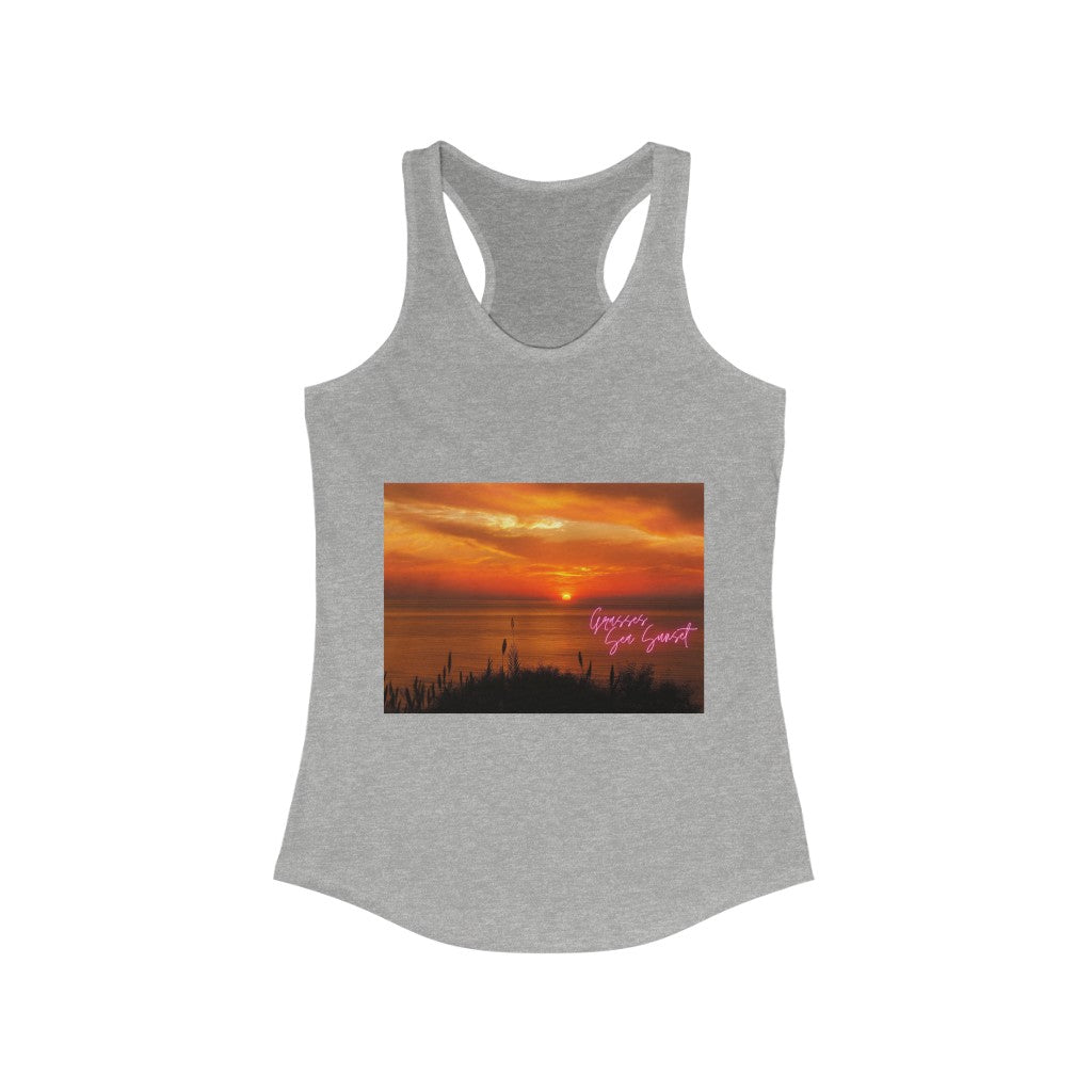 Grasses Sea Sunset Women's Ideal Racerback Tank