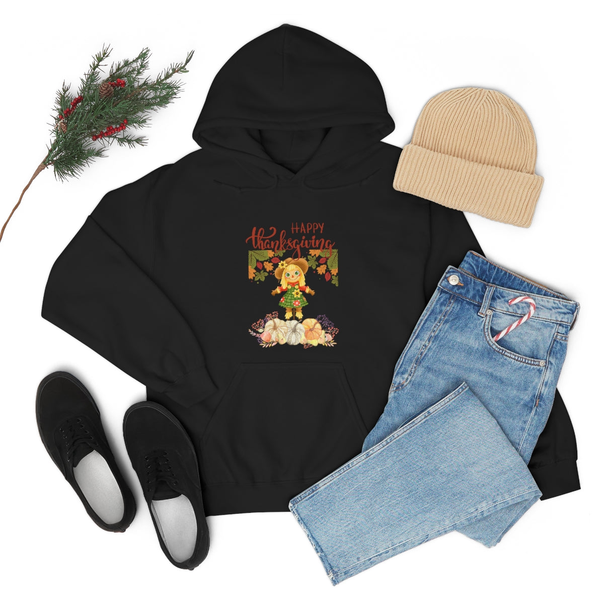 Scarecrow Happy Thanksgiving Unisex Heavy Blend™ Hooded Sweatshirt