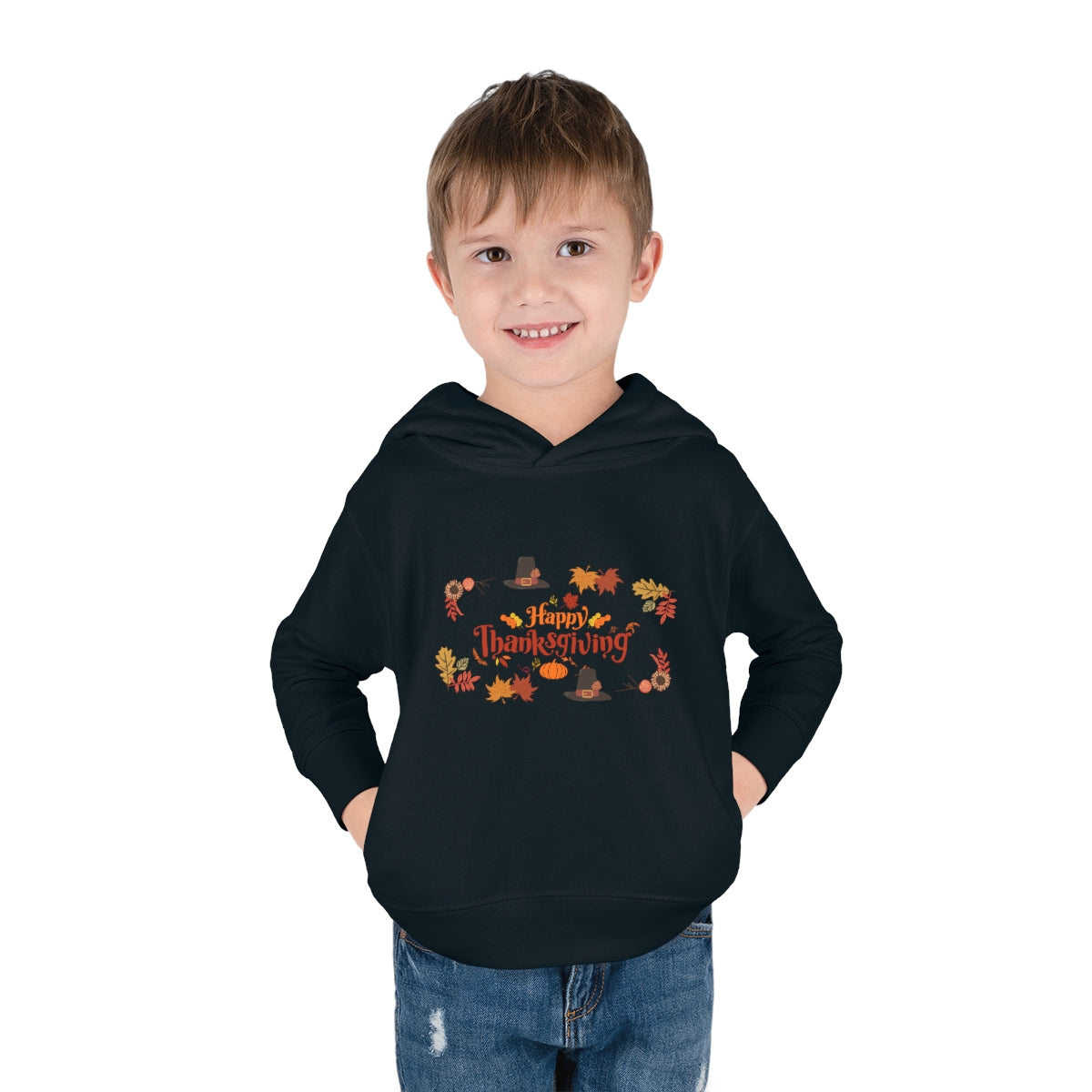 Happy Thanksgiving Toddler Pullover Fleece Hoodie