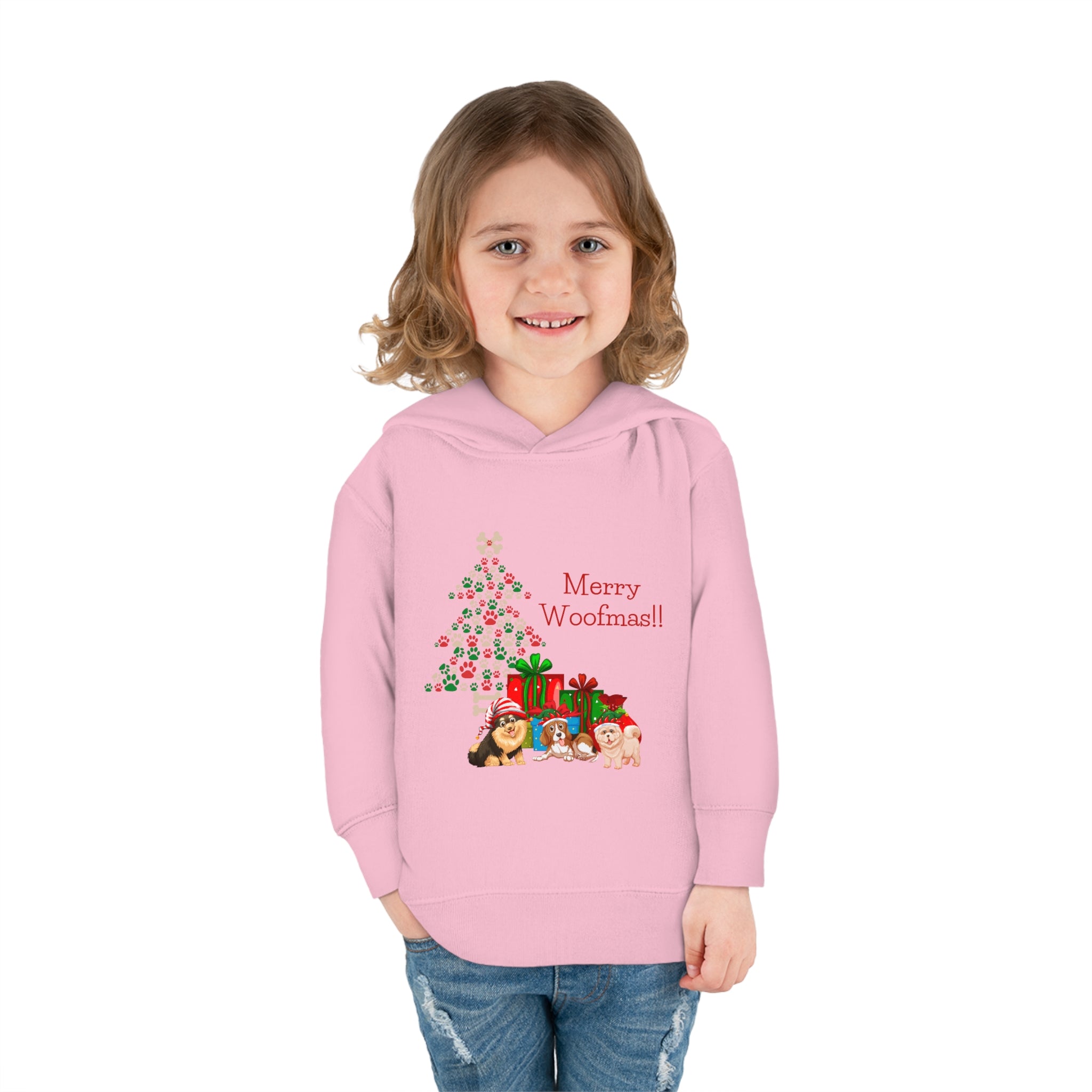 Merry Woolfmas Toddler Pullover Fleece Hoodie