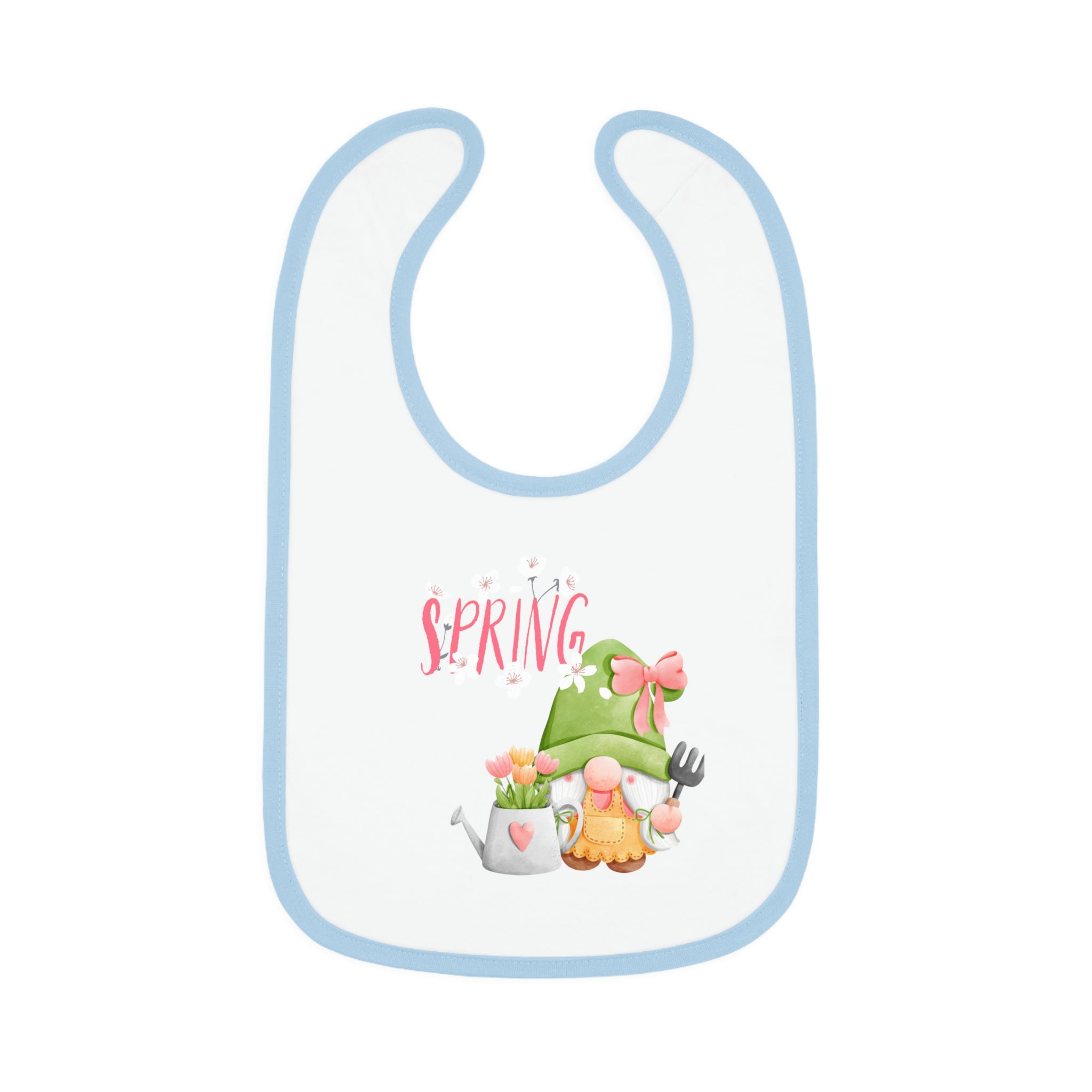 Gnome Happy Spring Baby Contrast Trim Jersey Bib