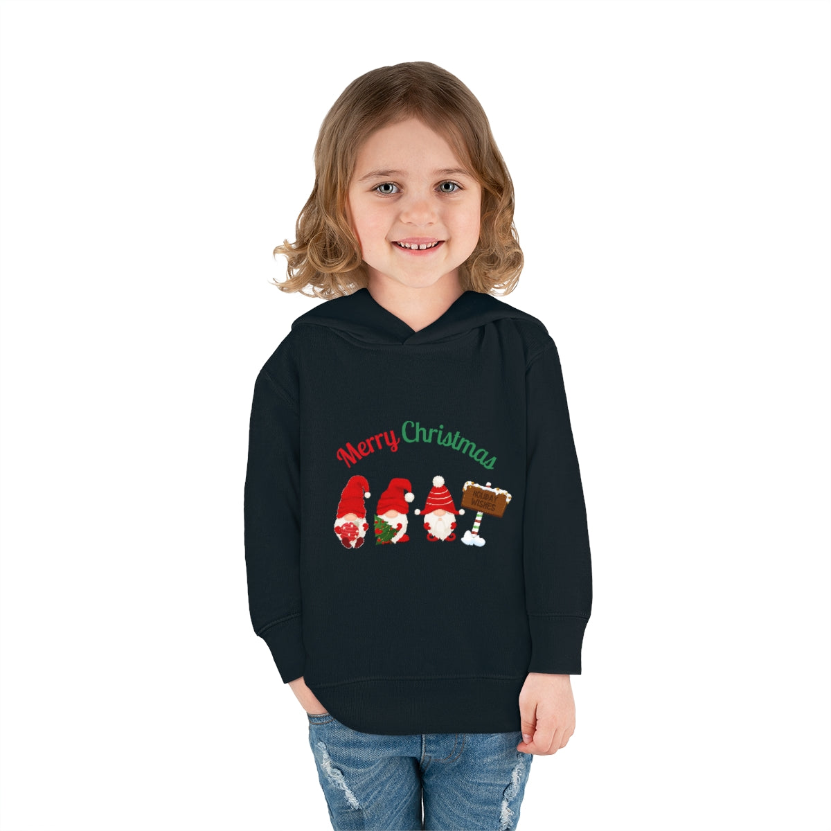 Cute Gnome Merry Christmas Toddler Pullover Fleece Hoodie