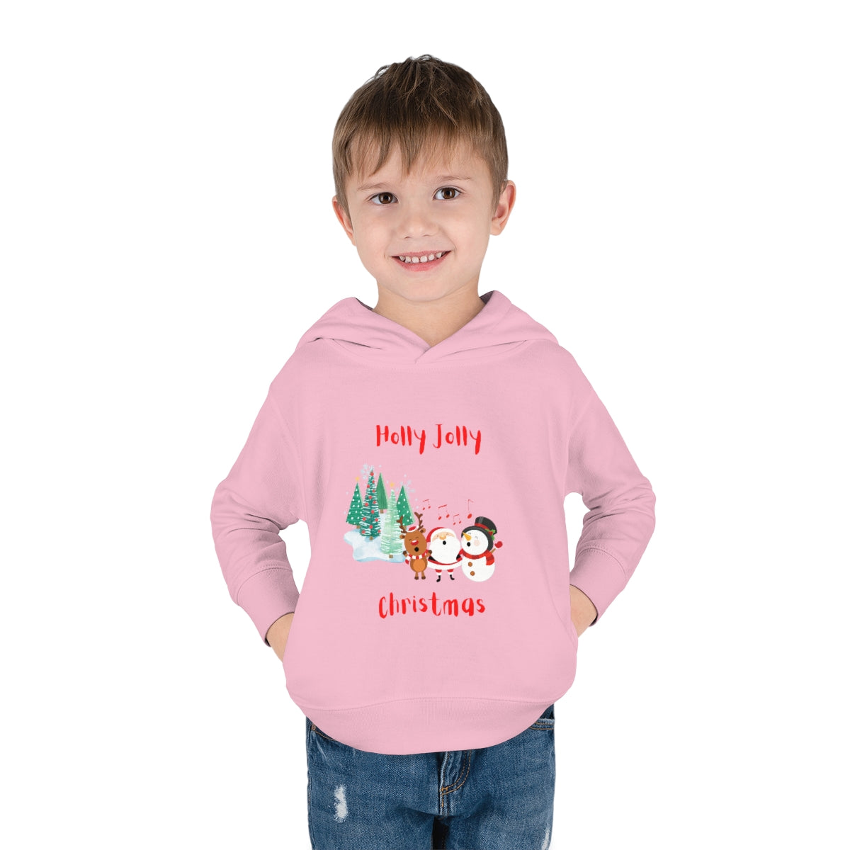 Holly Jolly Christmas Toddler Pullover Fleece Hoodie