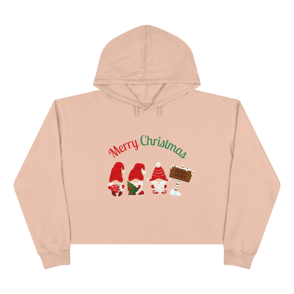 Cute Gnome Merry Christmas Crop Hoodie