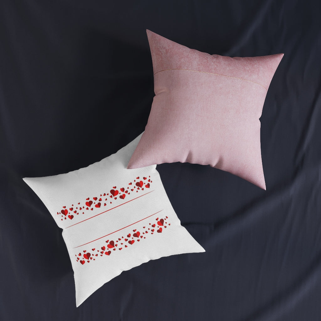 Little Hearts Square Pillow - Pink Back