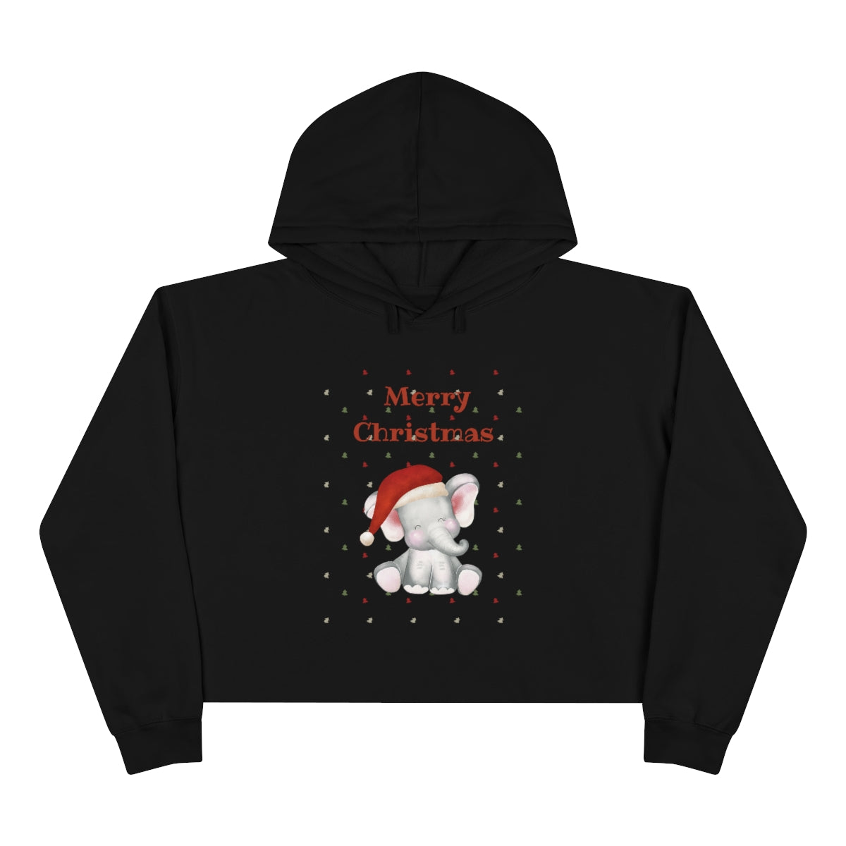 Cute Christmas Elephant Crop Hoodie