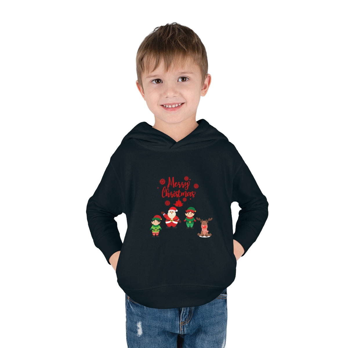 Merry Christmas From Santa & Helpers Toddler Pullover Fleece Hoodie