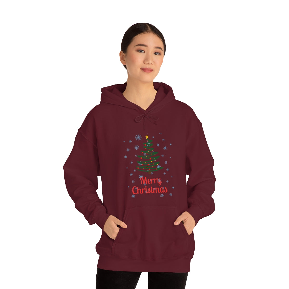Merry Christmas Tree Unisex Heavy Blend™ Hooded Sweatshirt