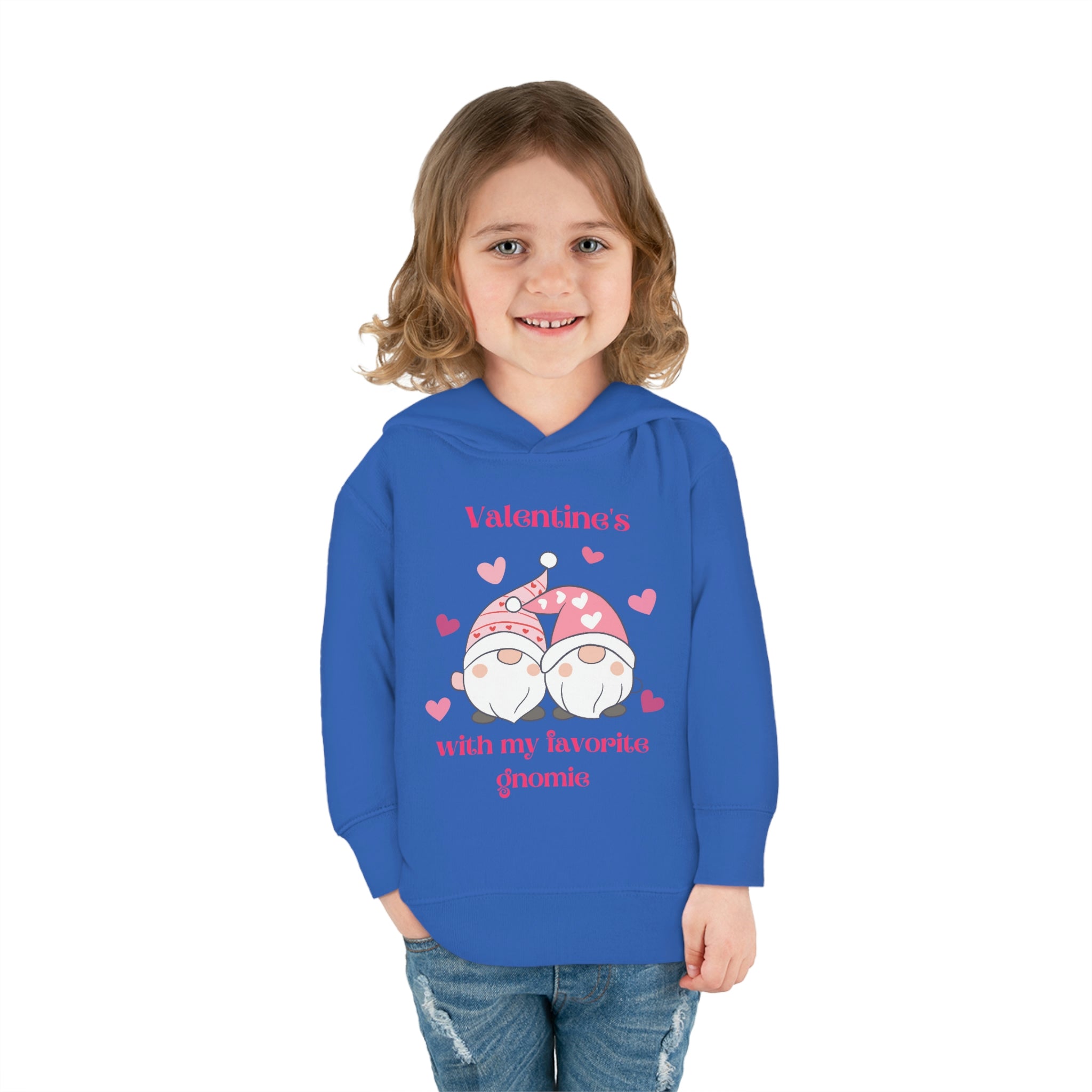 Valentine's With My Favorite Gnomie Toddler Pullover Fleece Hoodie