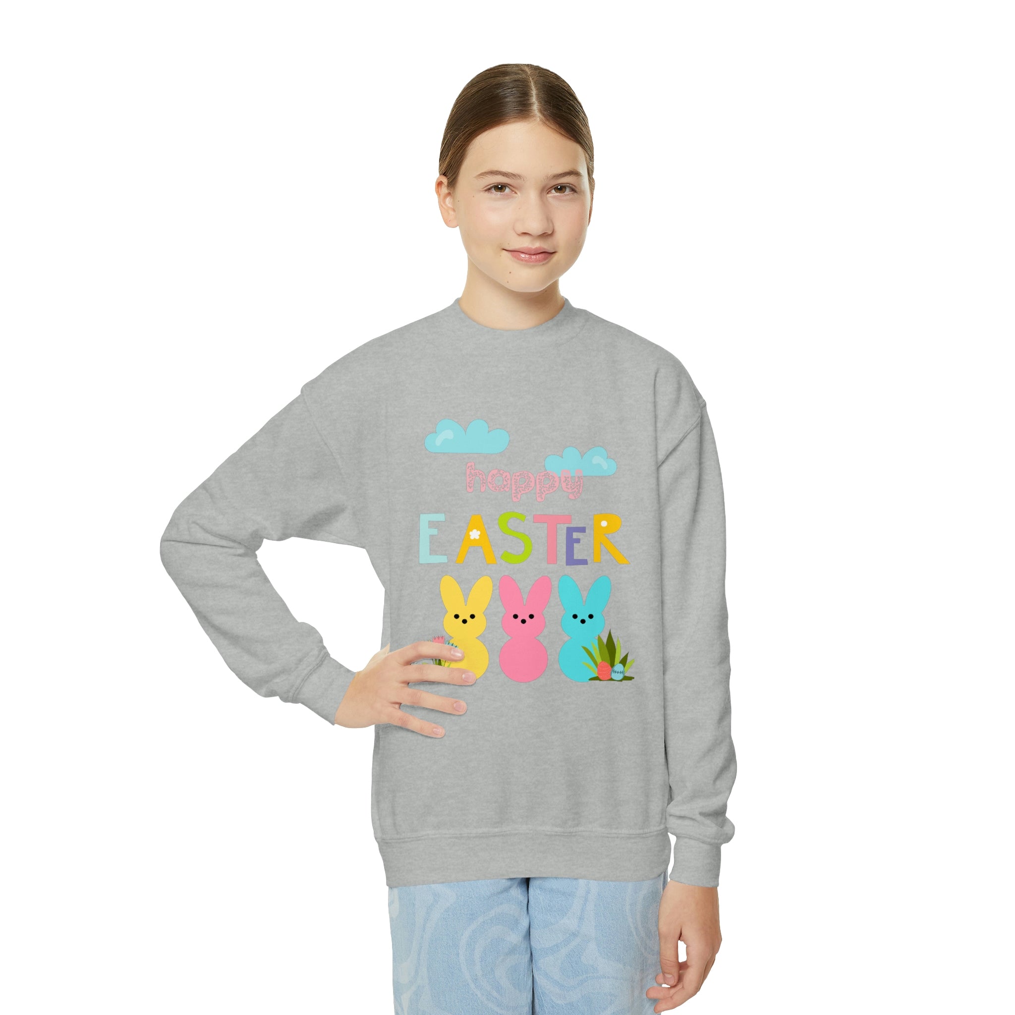 Happy Easter Bunny Youth Crewneck Sweatshirt