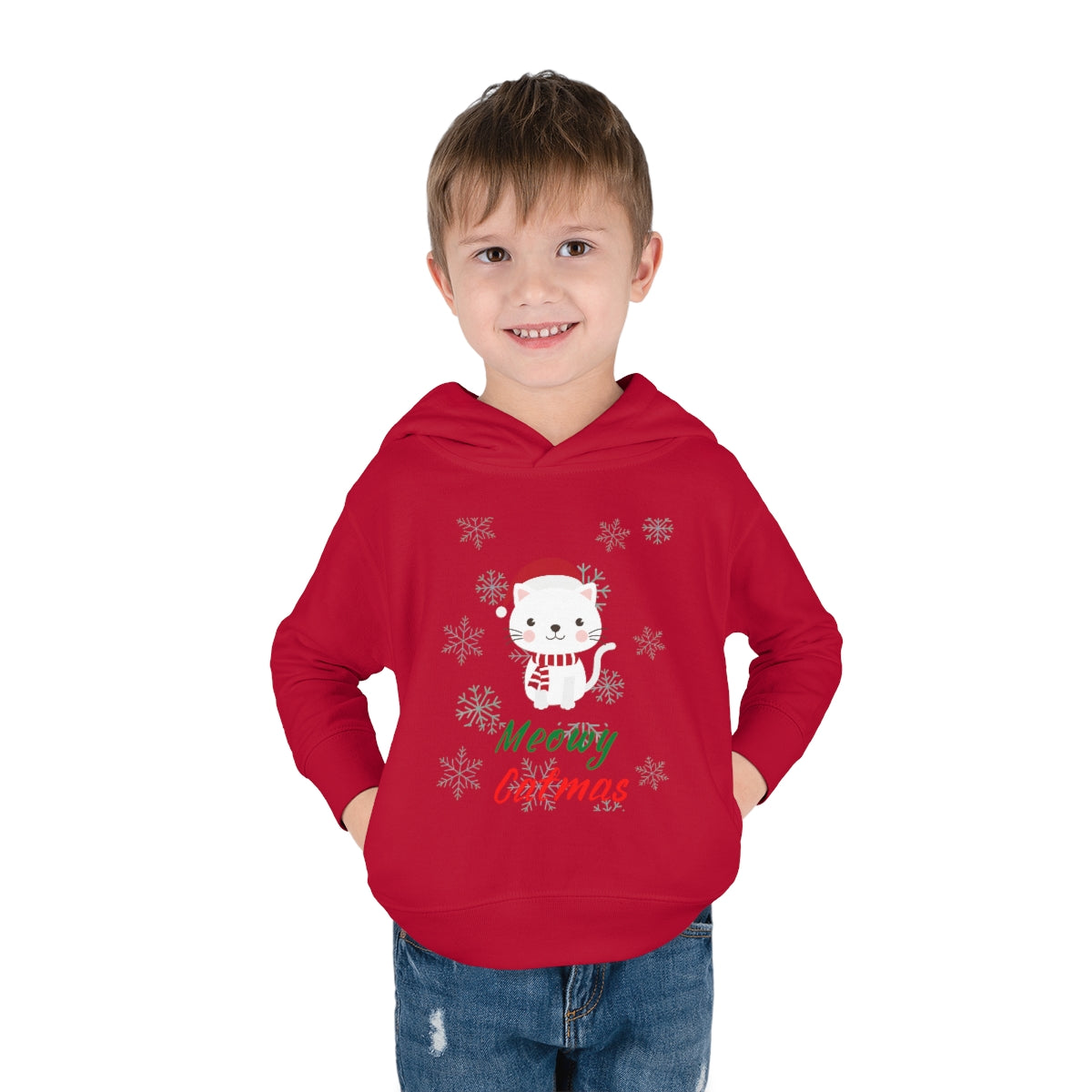 Meowy Catmas Toddler Pullover Fleece Hoodie