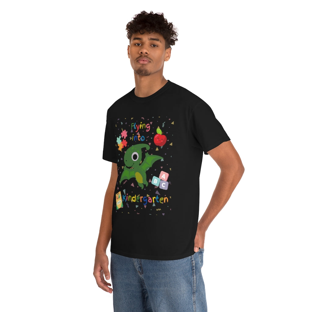 Flying Into Kindergarten Unisex Heavy Cotton Tee