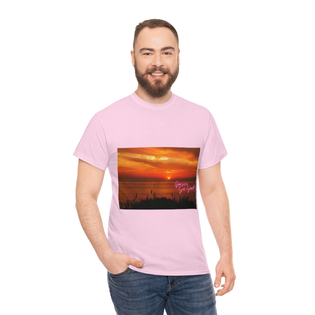 Grasses Sea Sunset Unisex Heavy Cotton Tee