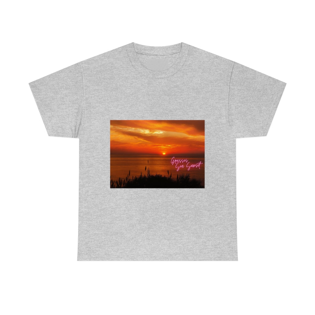 Grasses Sea Sunset Unisex Heavy Cotton Tee