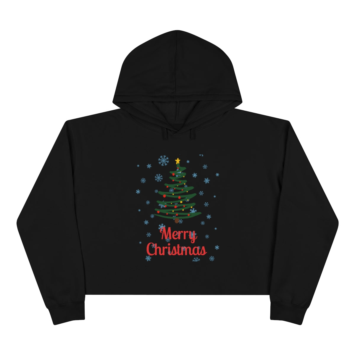 Merry Christmas Tree Crop Hoodie