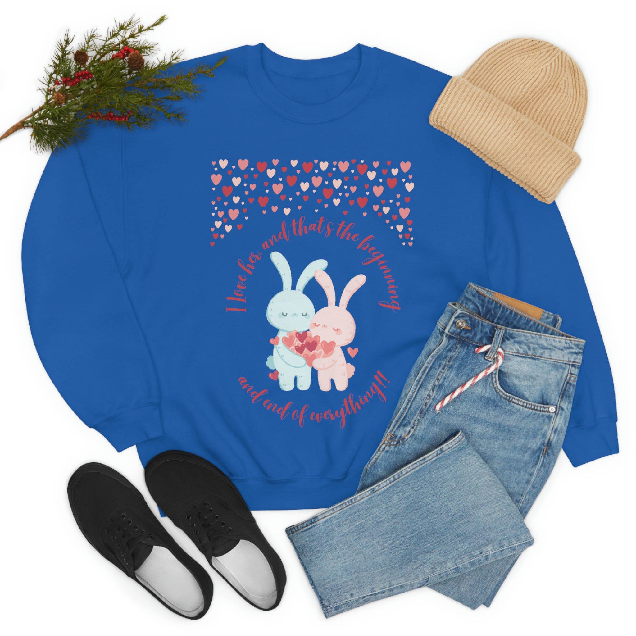 The I Love Her U & Me Unisex Heavy Blend™ Crewneck Sweatshirt