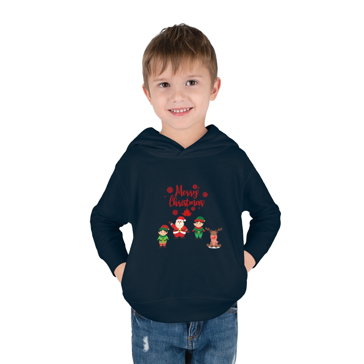 Merry Christmas From Santa & Helpers Toddler Pullover Fleece Hoodie