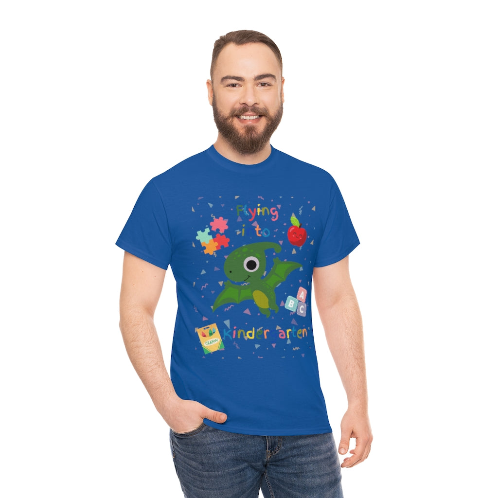 Flying Into Kindergarten Unisex Heavy Cotton Tee