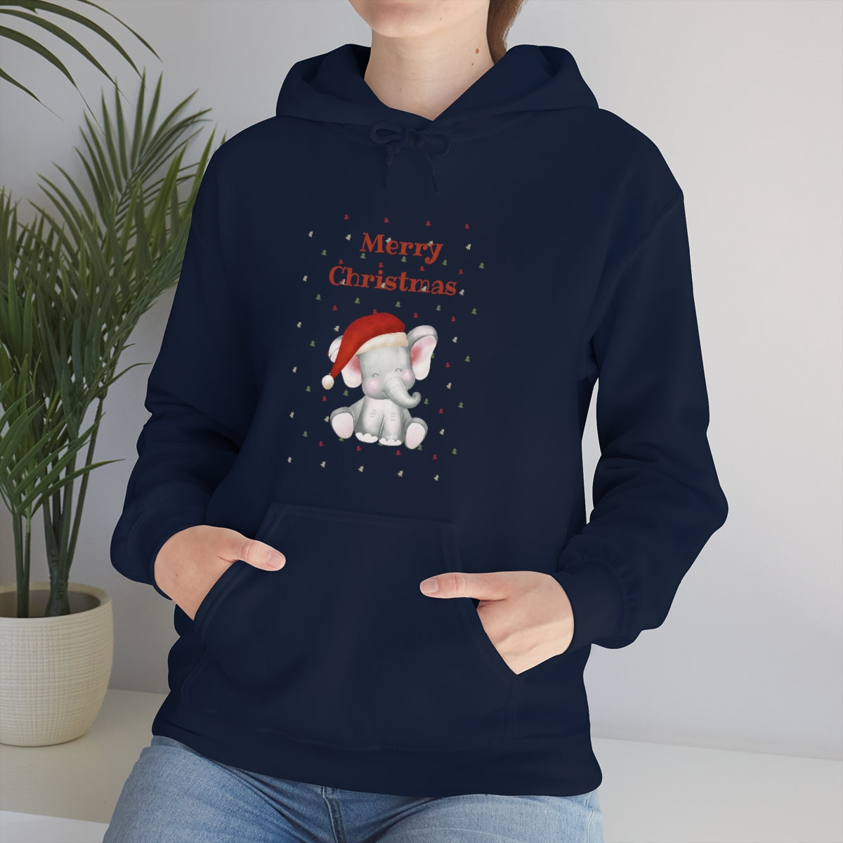 Cute Christmas Elephant Unisex Heavy Blend™ Hooded Sweatshirt