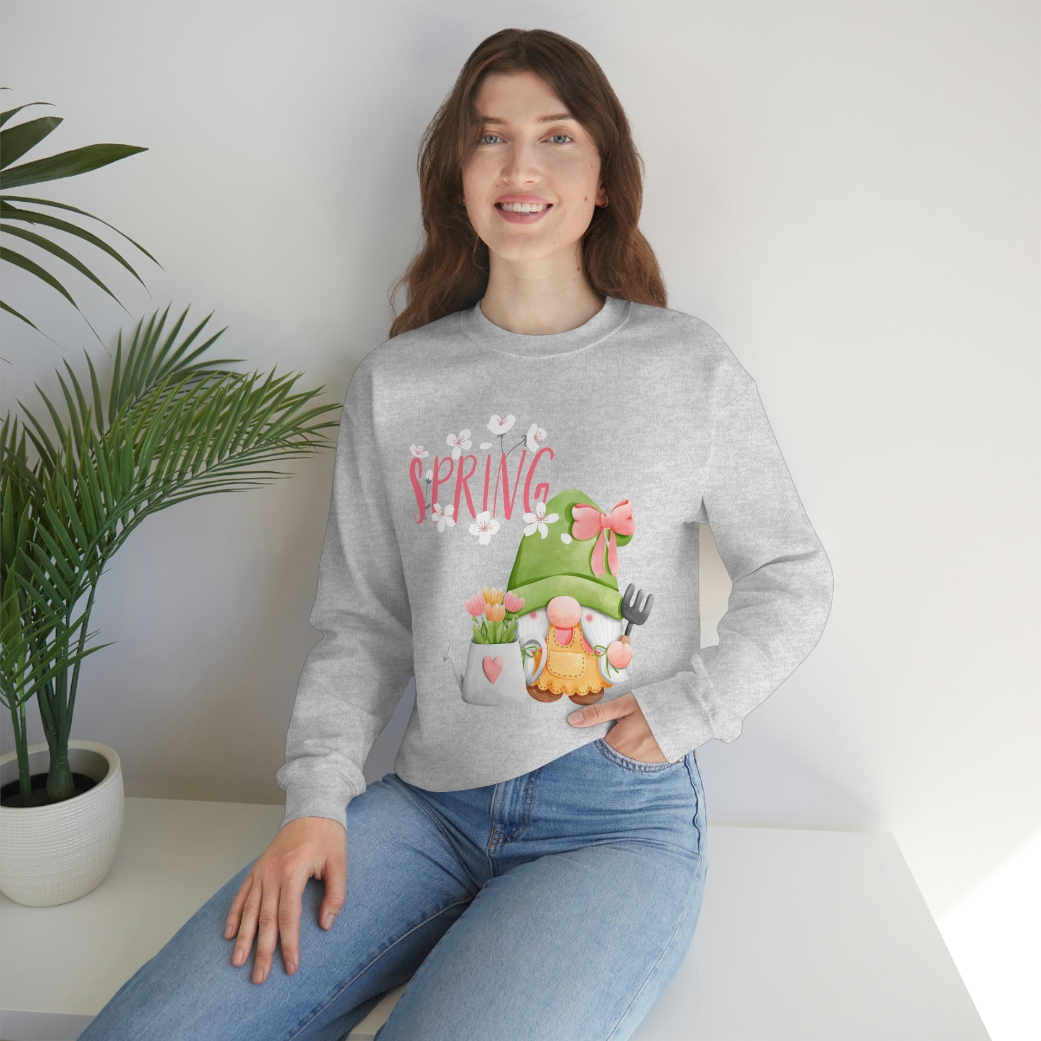 Gnome Happy Spring Unisex Heavy Blend™ Crewneck Sweatshirt