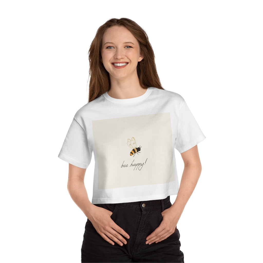 Bee Happy Champion Women's Heritage Cropped T-Shirt