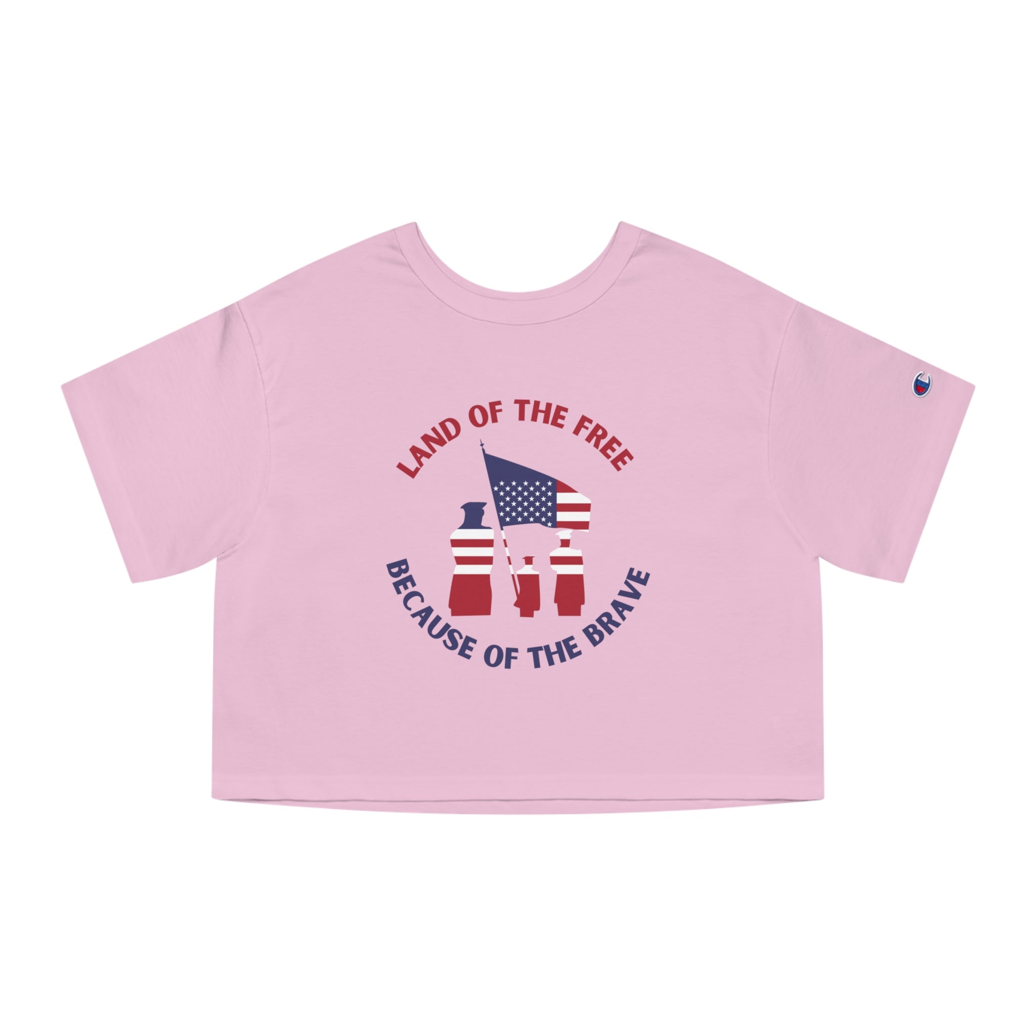 Memorial Day  Land Of The Free Champion Women's Heritage Cropped T-Shirt