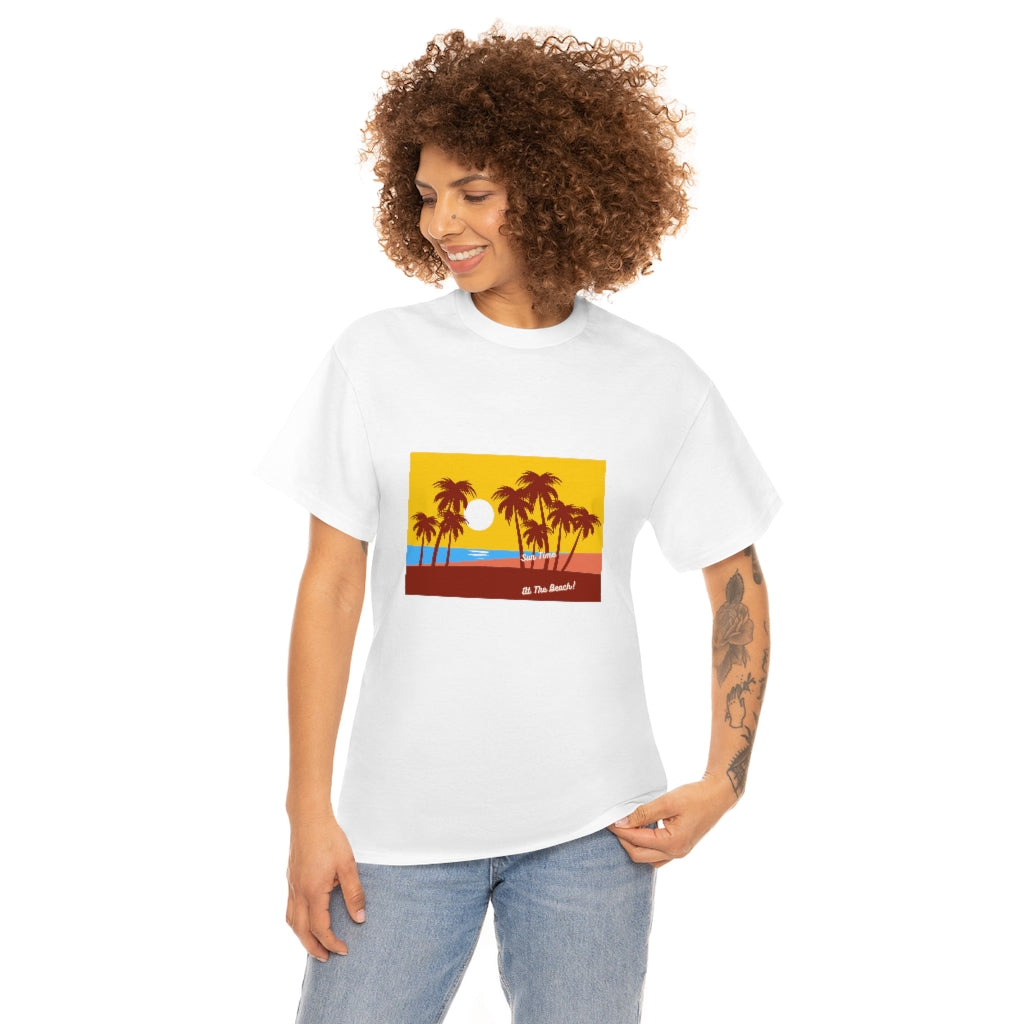 Sun Time At The Beach Unisex Heavy Cotton Tee