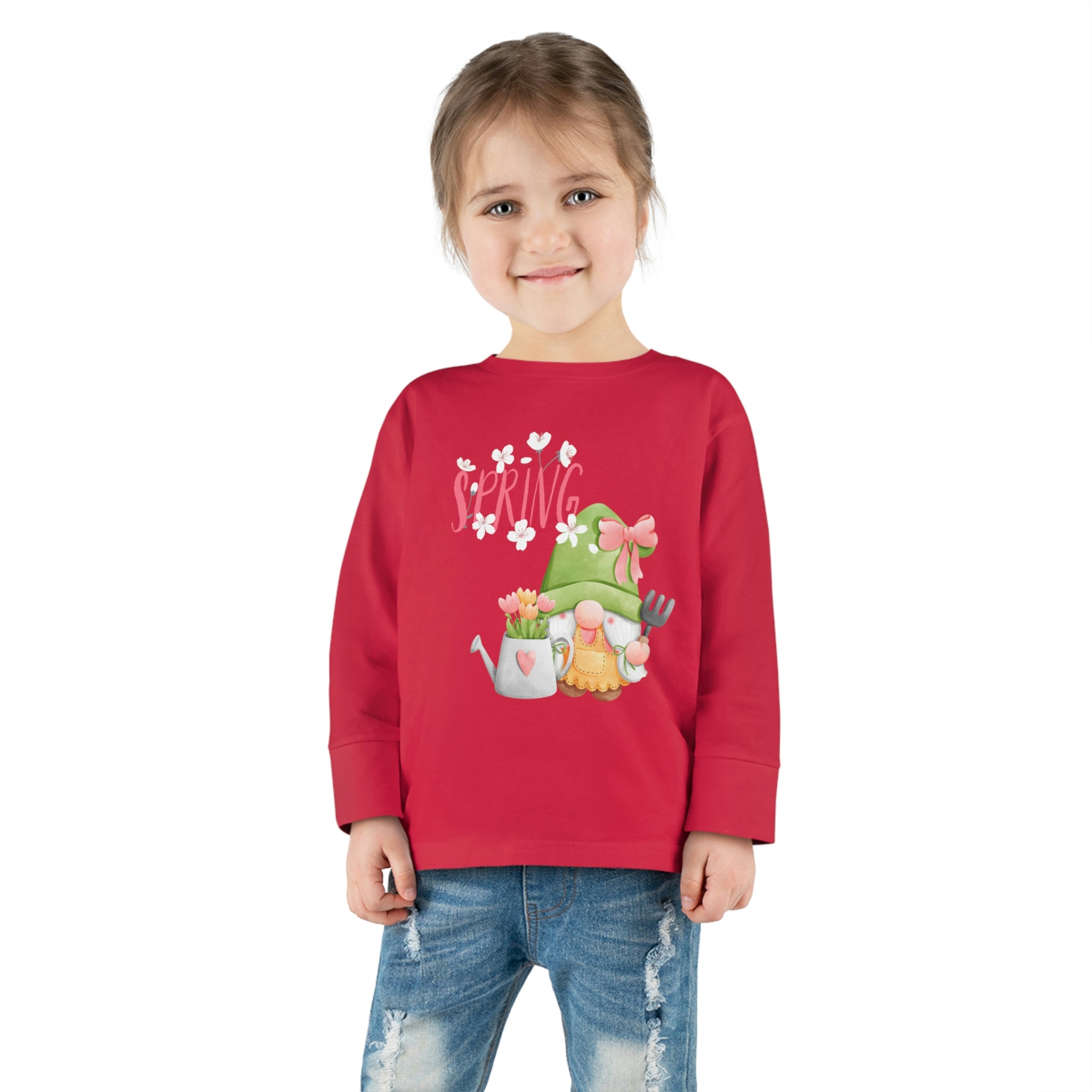 Gnome Happy Spring Toddler Long Sleeve Tee