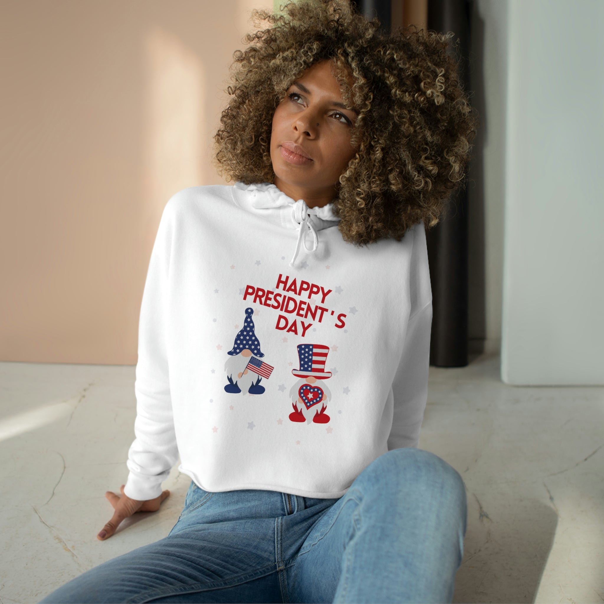 Happy President's Day Gnome Crop Hoodie