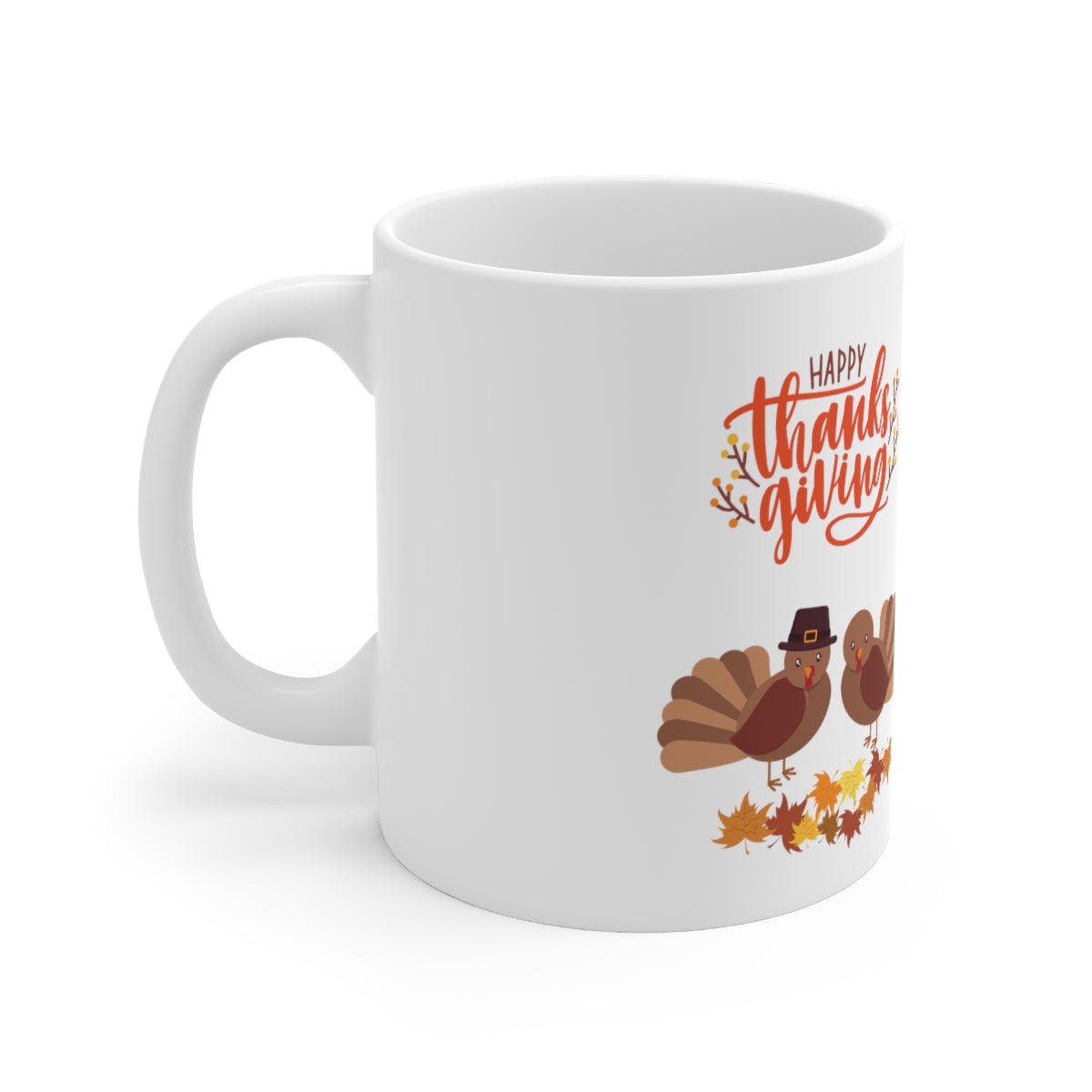 Cute Thanksgiving Turkey Pilgrims Ceramic Mug 11oz