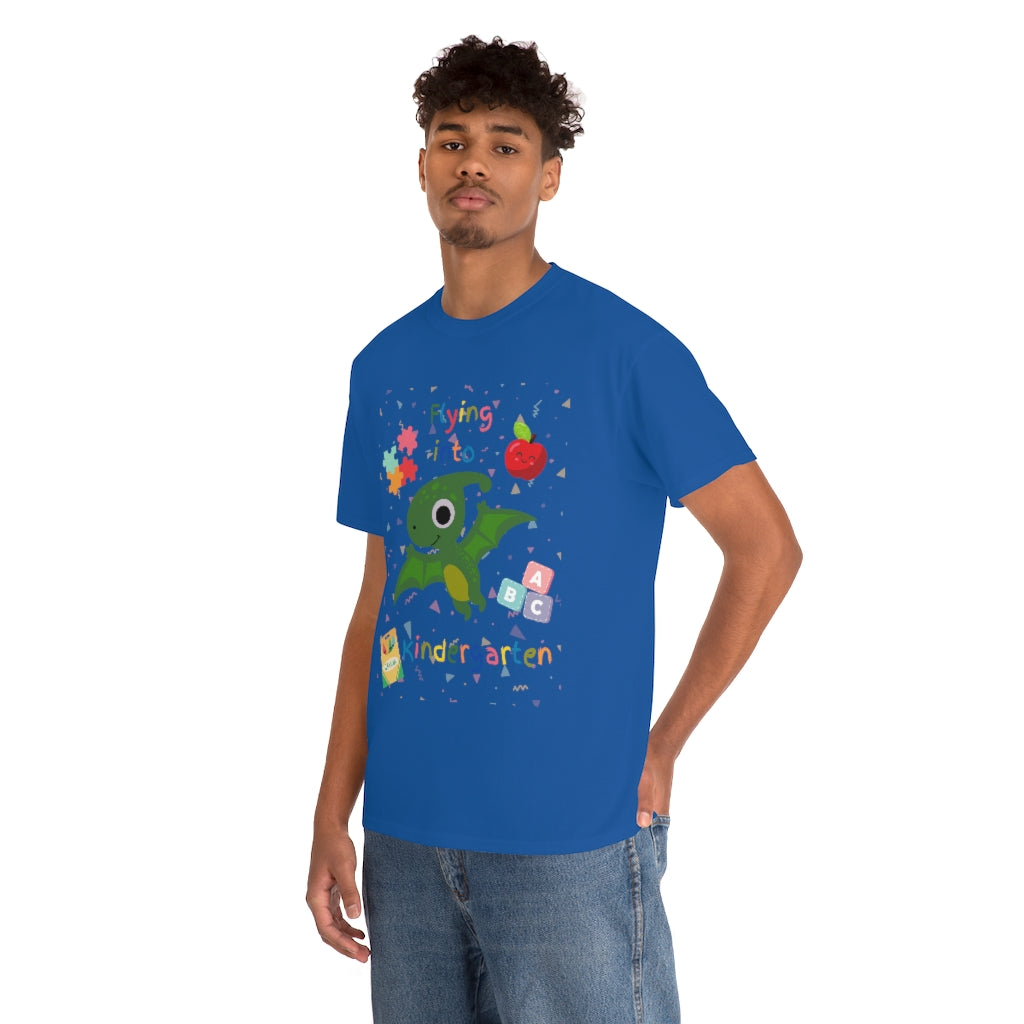 Flying Into Kindergarten Unisex Heavy Cotton Tee