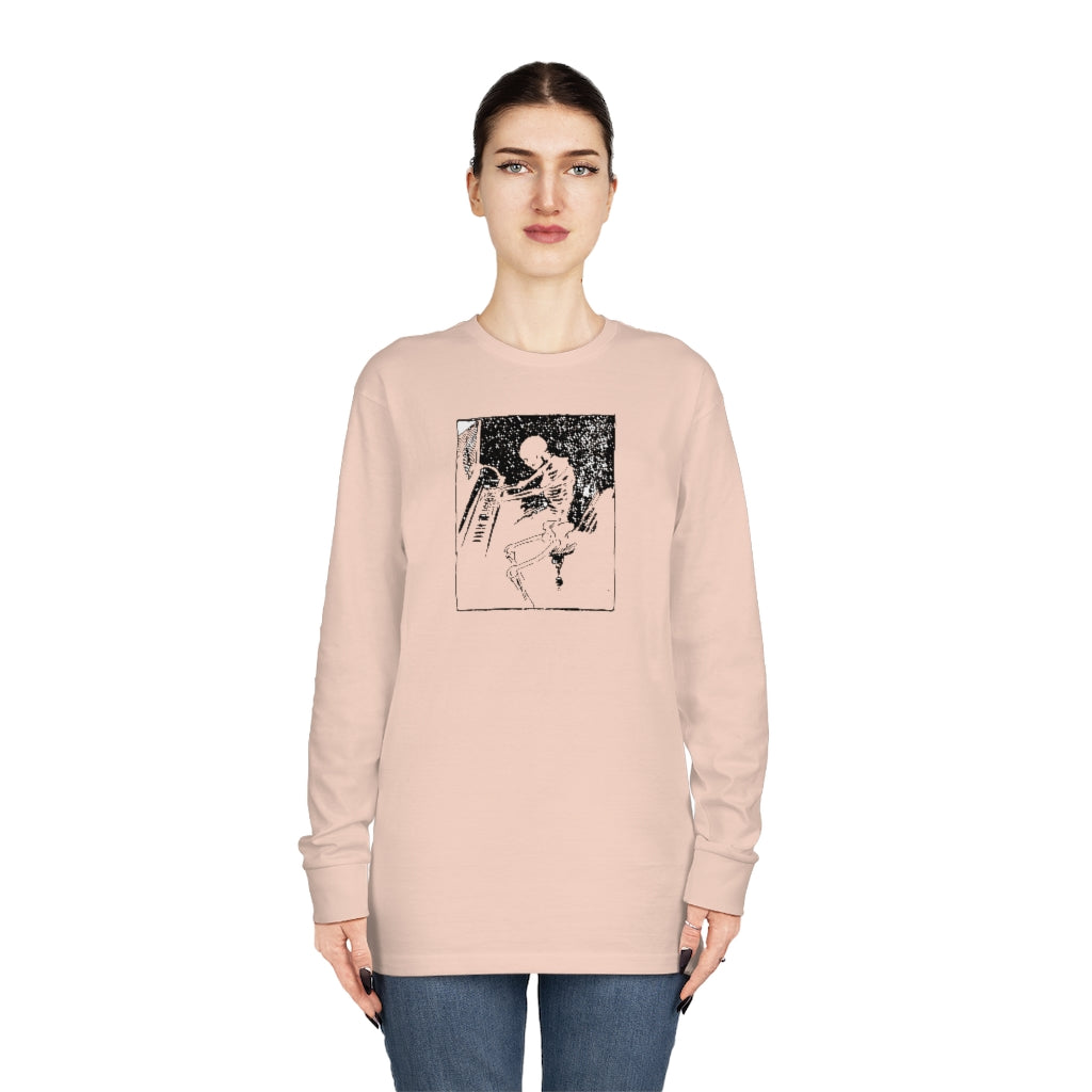 Skeleton Piano Player Long Sleeve Crewneck Tee