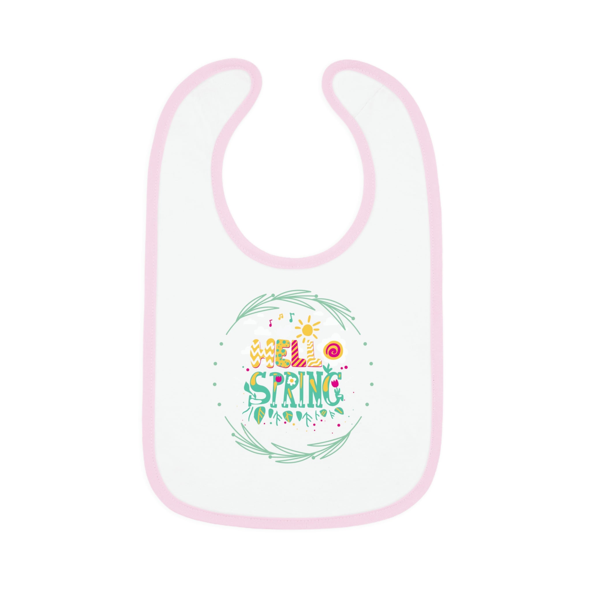 Hello Spring Baby Contrast Trim Jersey Bib