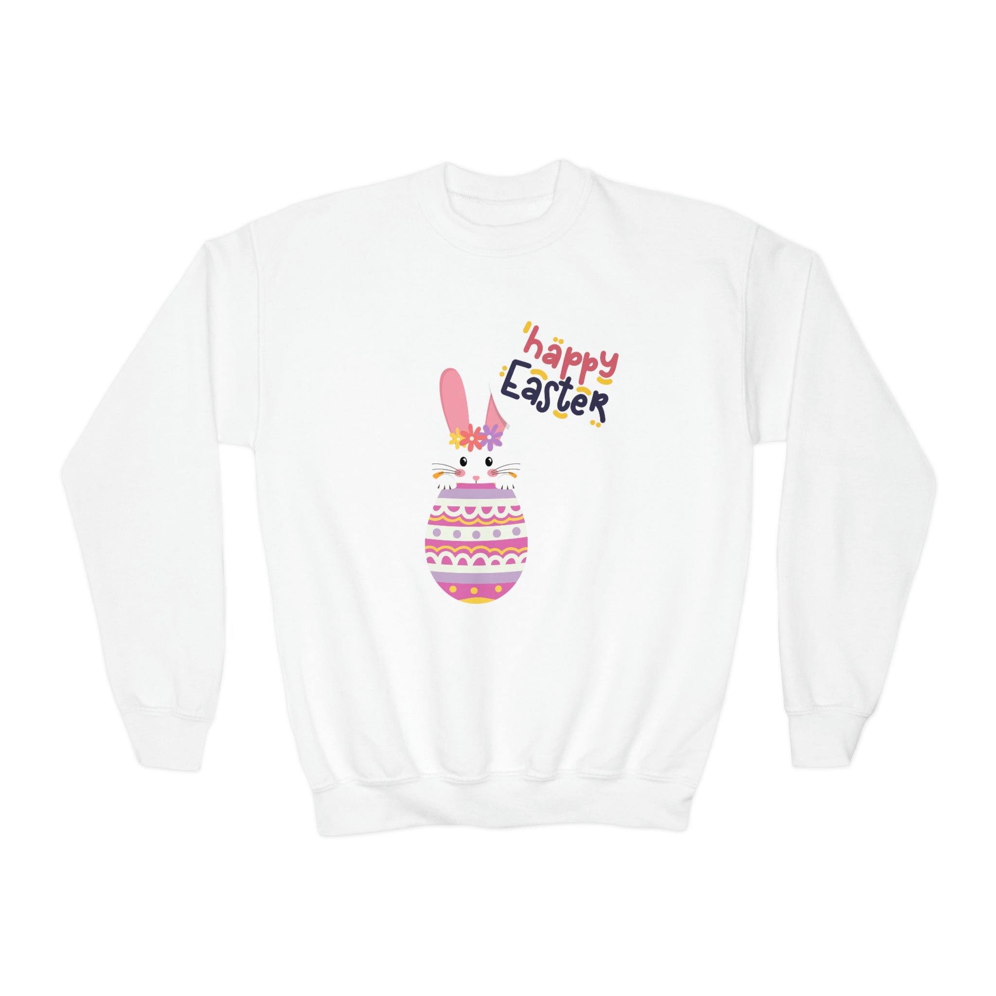 Happy Easter Day Bunny Youth Crewneck Sweatshirt