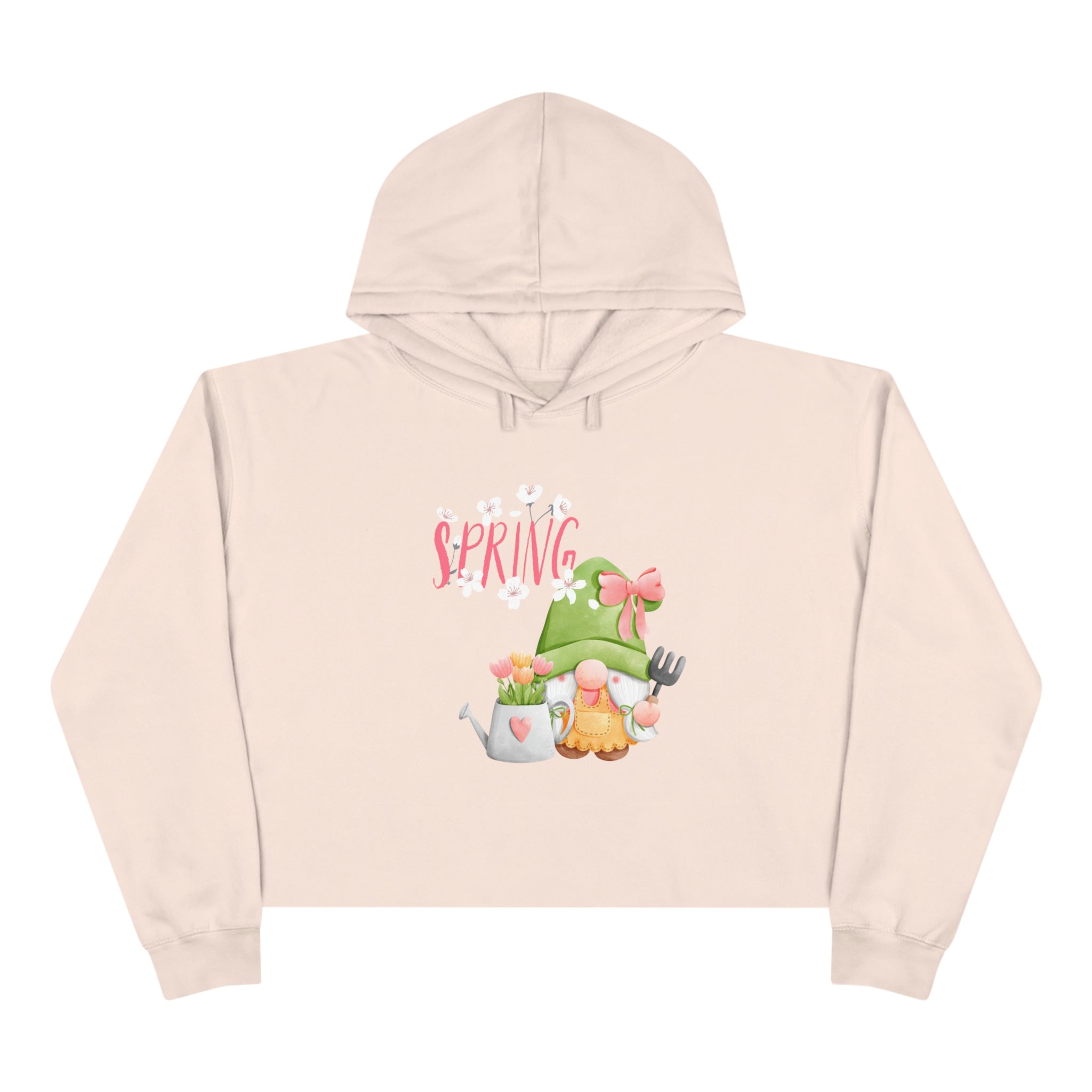 Gnome Happy Spring Crop Hoodie