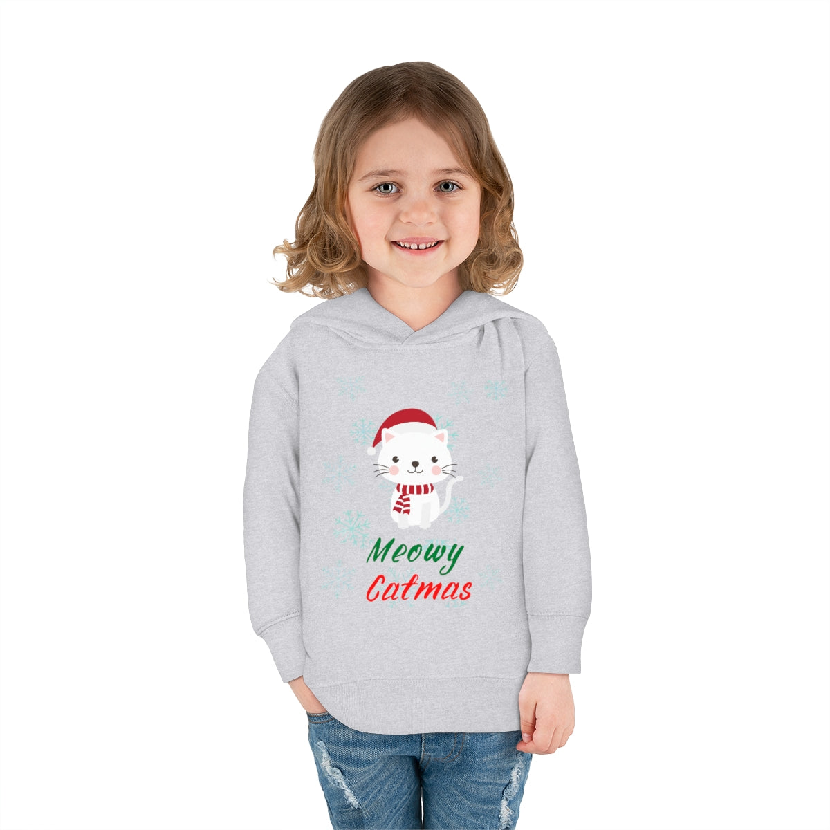 Meowy Catmas Toddler Pullover Fleece Hoodie