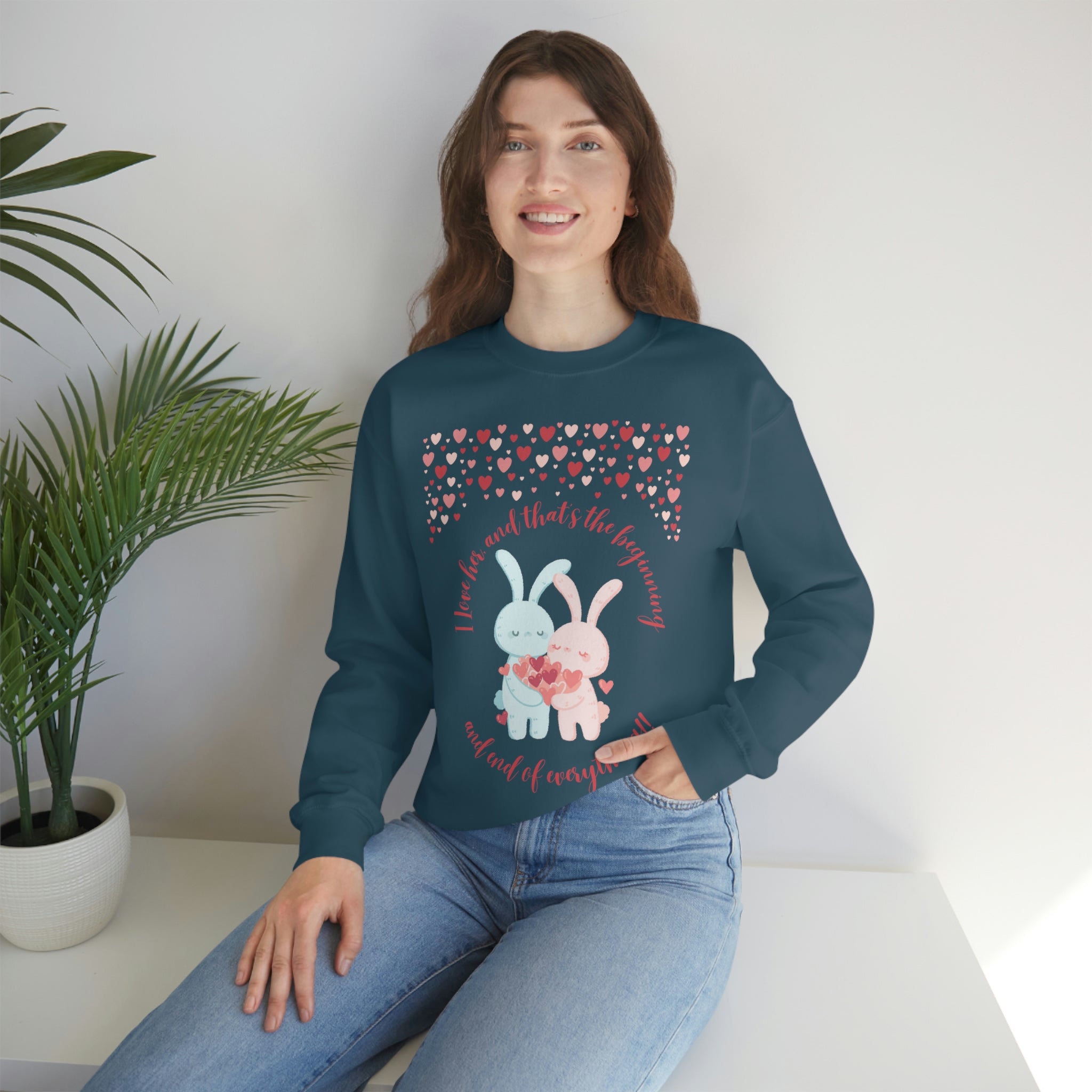 The I Love Her U & Me Unisex Heavy Blend™ Crewneck Sweatshirt