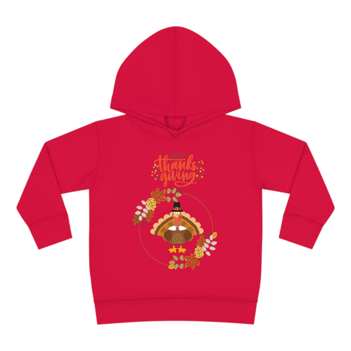 Happy Thanksgiving Pilgrim Turkey Toddler Pullover Fleece Hoodie