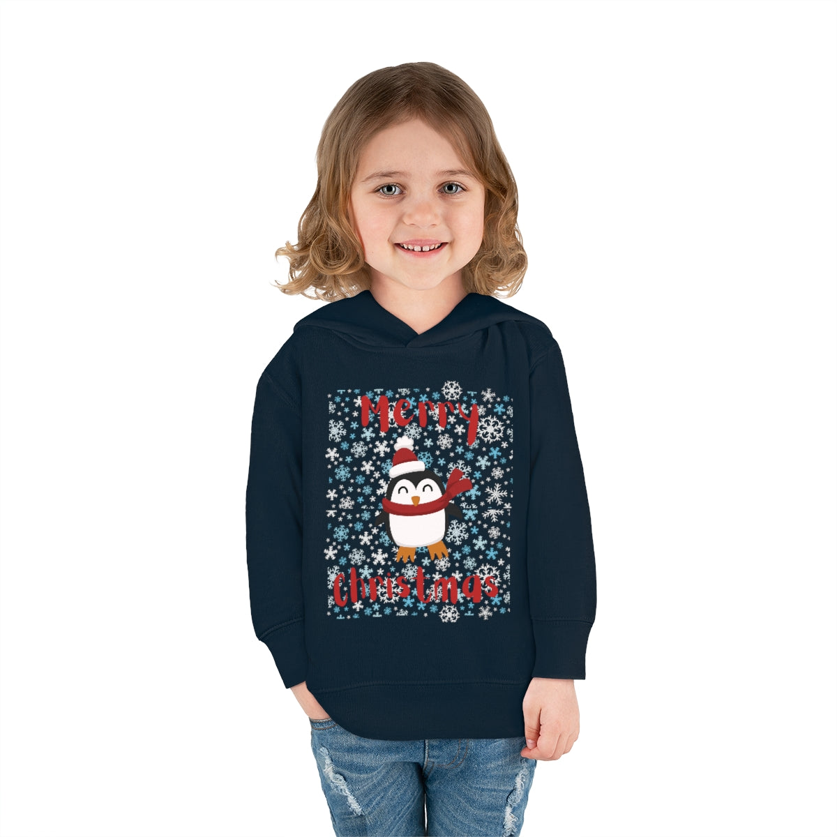 Cute Penguin Christmas Toddler Pullover Fleece Hoodie