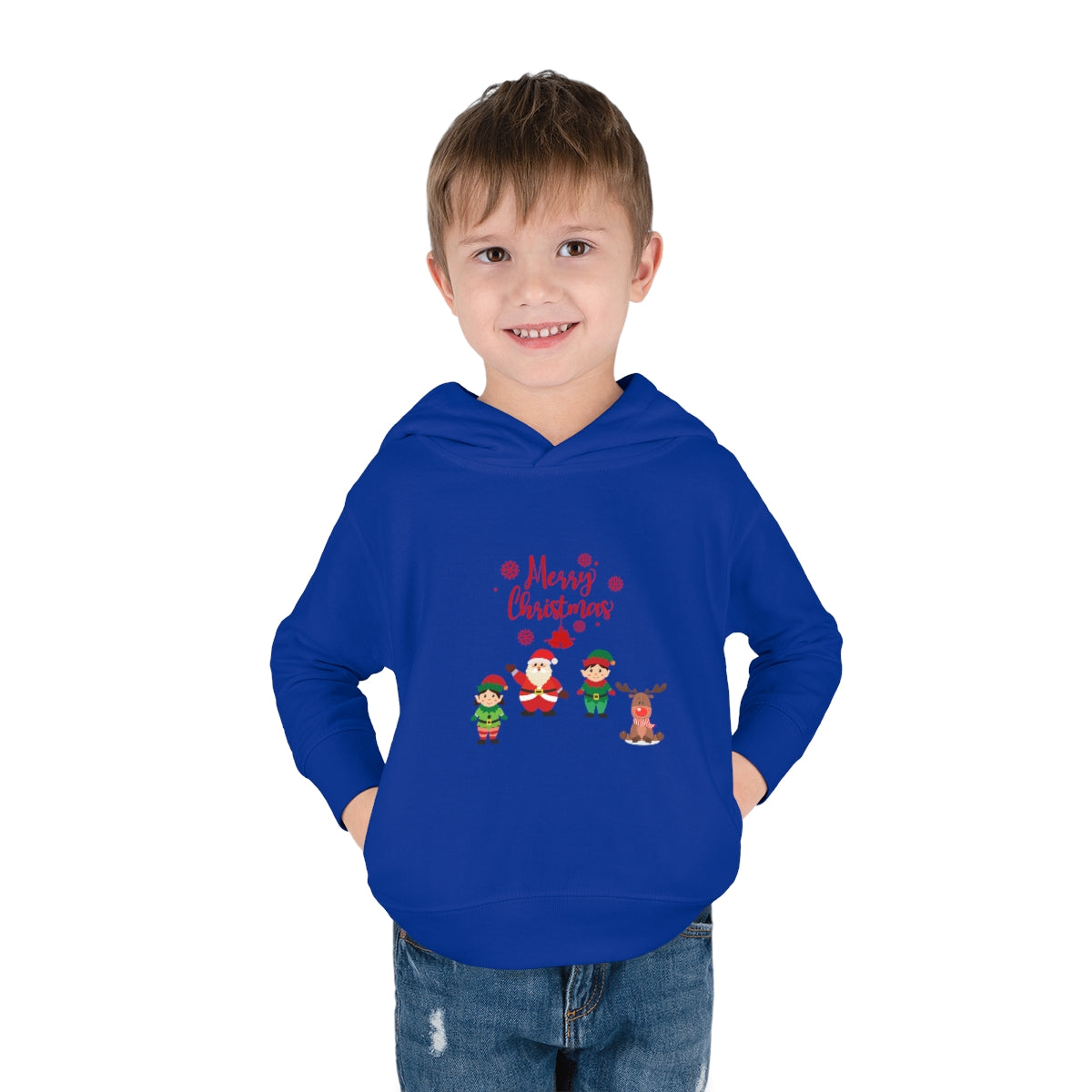Merry Christmas From Santa & Helpers Toddler Pullover Fleece Hoodie