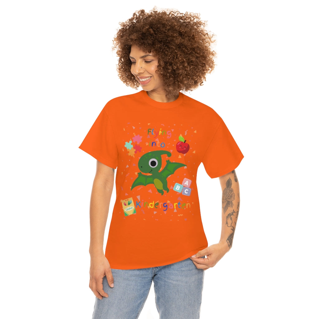 Flying Into Kindergarten Unisex Heavy Cotton Tee