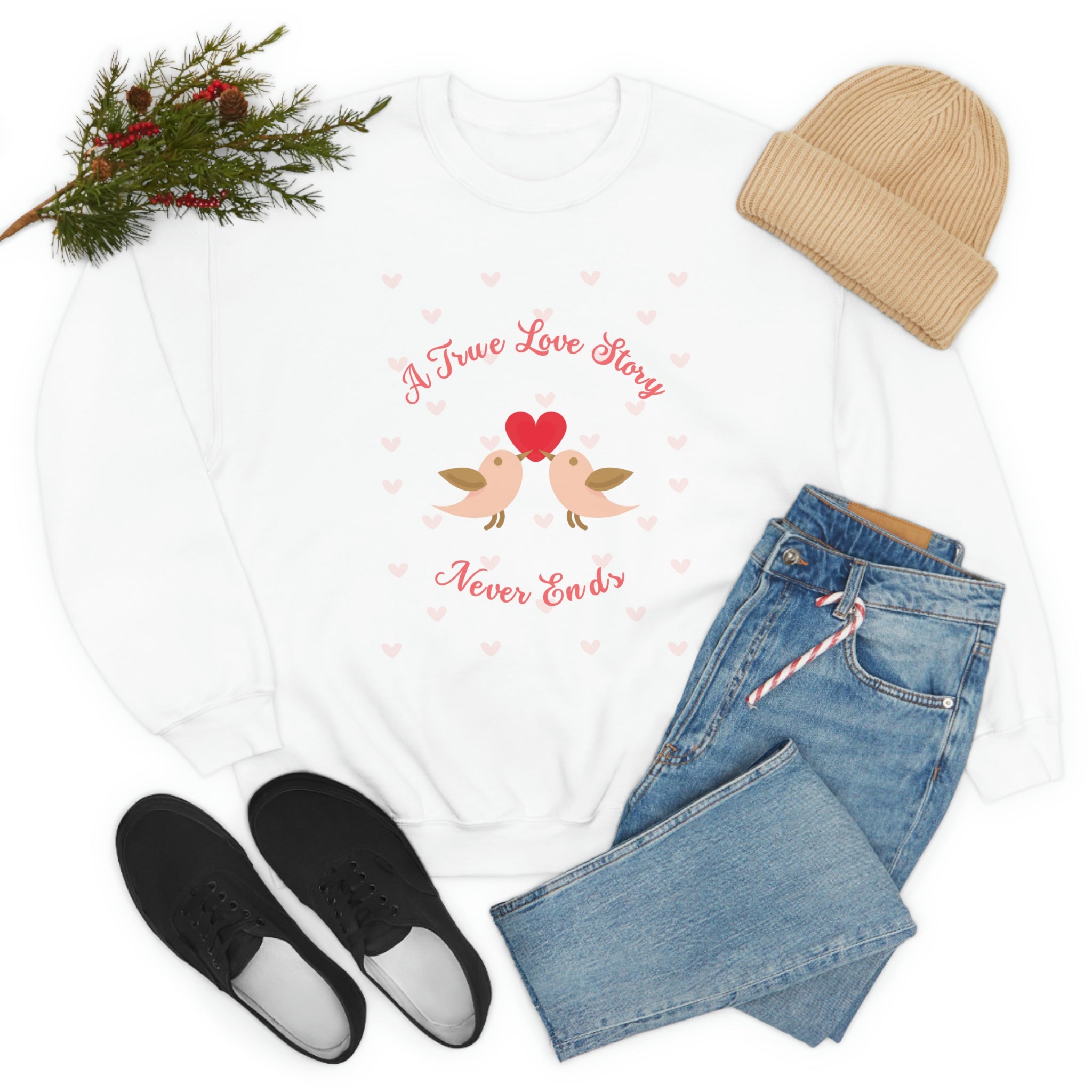 A True Love Story Never Ends Unisex Heavy Blend™ Crewneck Sweatshirt