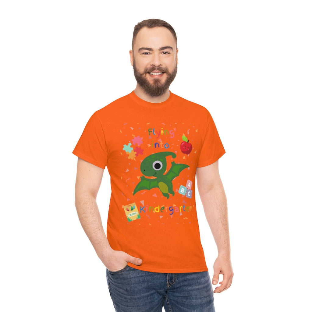 Flying Into Kindergarten Unisex Heavy Cotton Tee