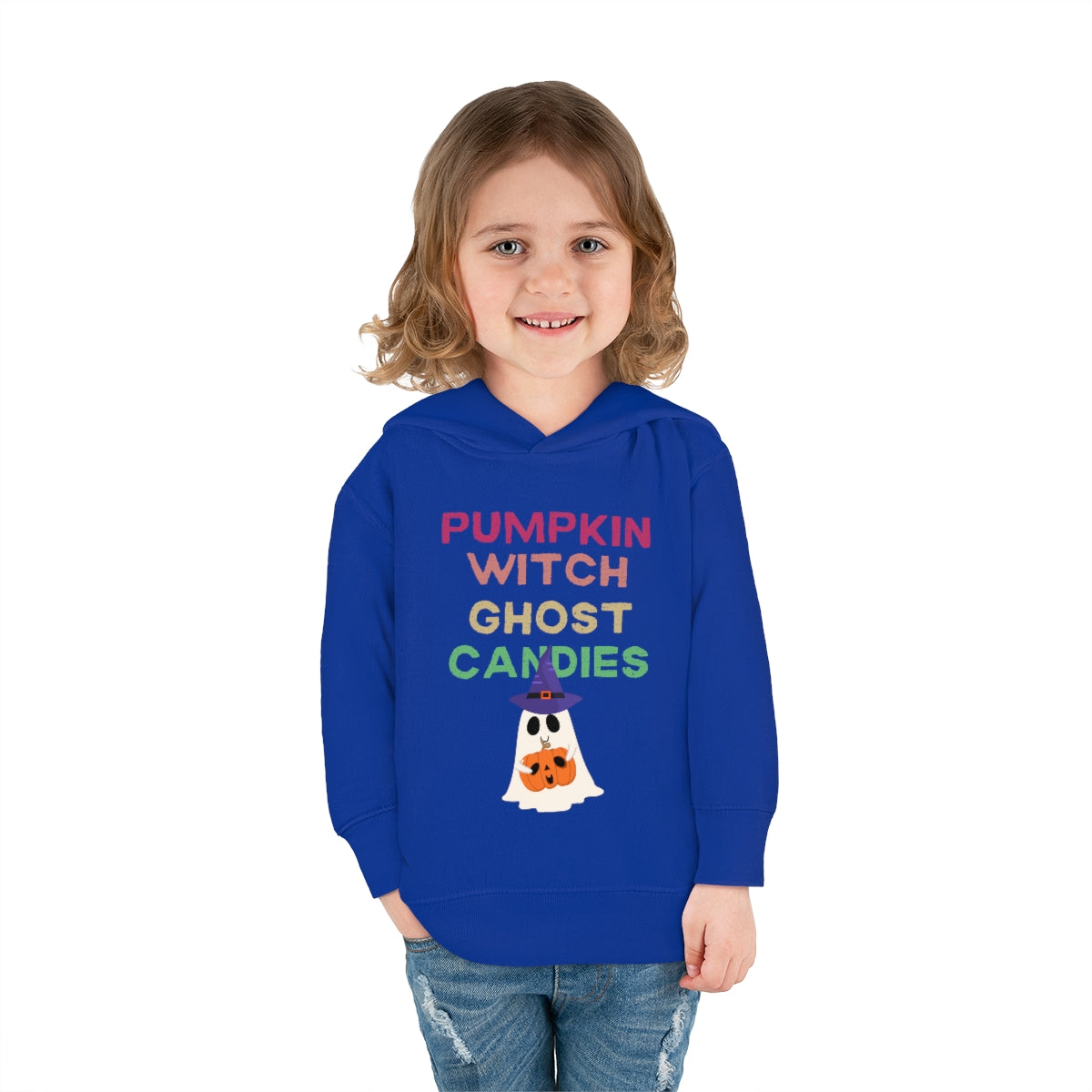 Pumpkin Witch Ghost Candies Toddler Pullover Fleece Hoodie