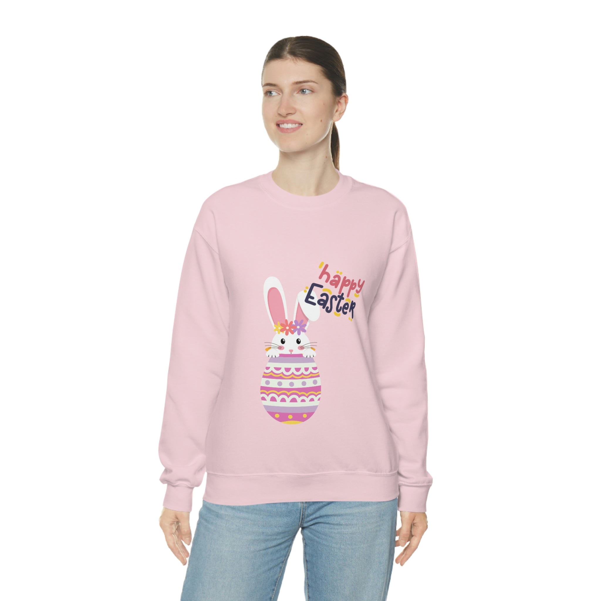 Happy Easter Day Bunny Unisex Heavy Blend™ Crewneck Sweatshirt