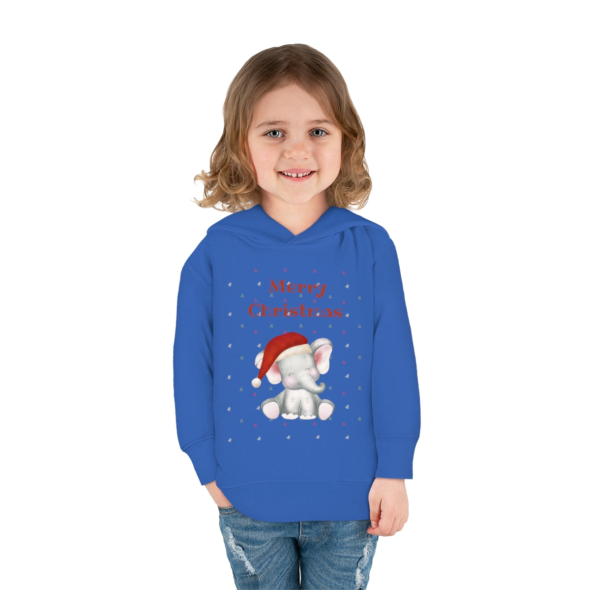 Cute Christmas Elephant Toddler Pullover Fleece Hoodie